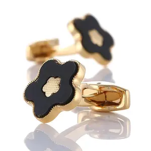 Luxury Golden Mens Suit Shirt Cufflinks Wedding Groom Groommen Flower Style Cuff links Buttons Father Birthday's Gifts Jewelry