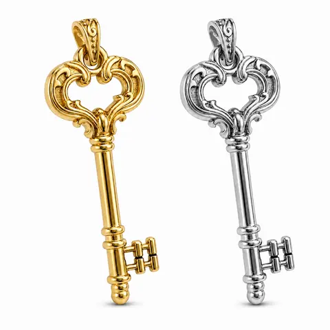 Elegant Gold Key Pendant with Intricate Design for Women's Jewelry