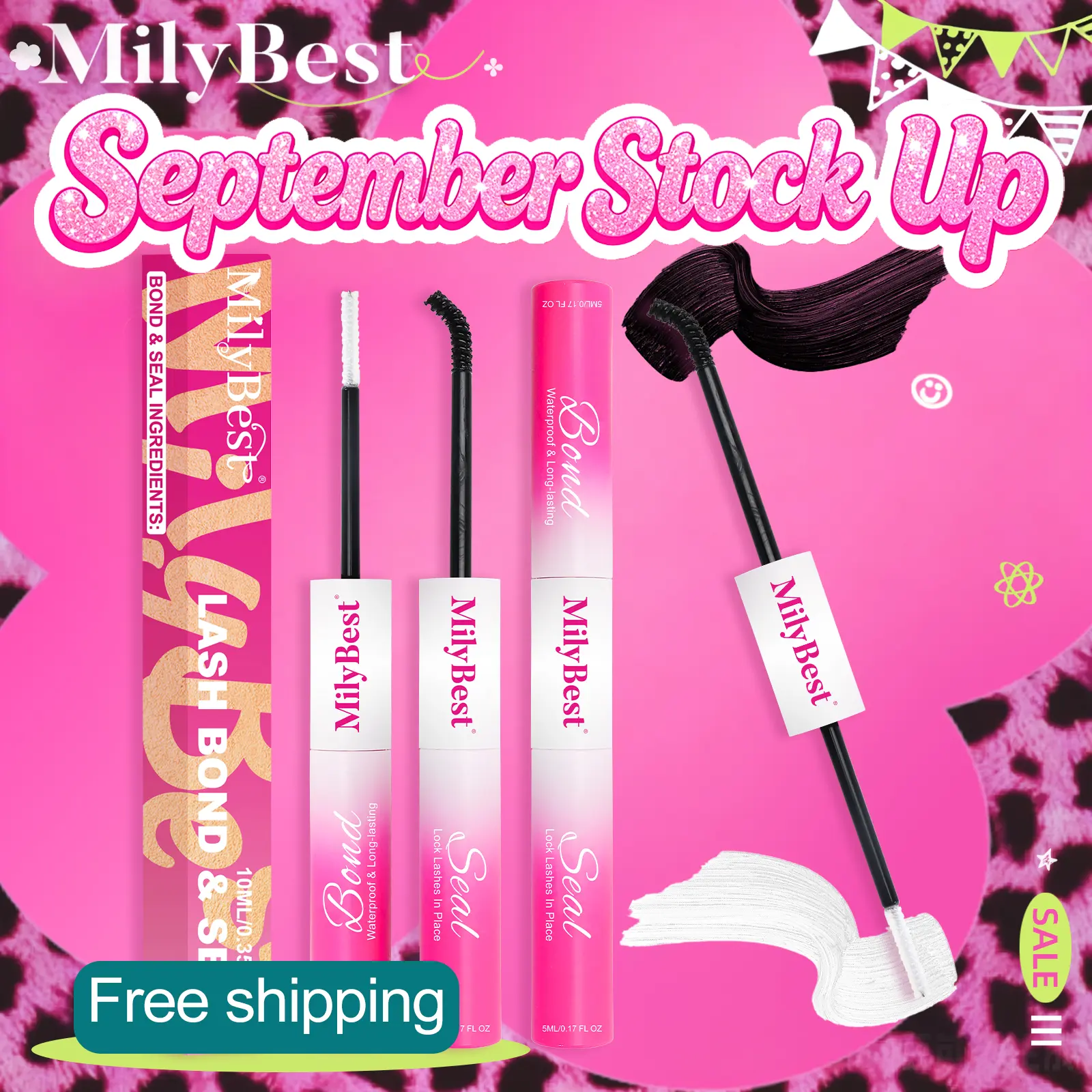 MilyBest New Upgrade 2-in-1 Lash Bond & Seal – Gentle Waterproof Lash Glue for Sensitive Eyes, Strong Hold Latex-Free Adhesive for All Lash Styles,White / Black Options,lashes clusters,free shipping,tiktokshopstockup