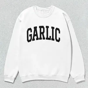 Garlic Sweatshirt – Funny Unisex Crewneck, Collegiate Style Foodie Gift, Trendy Cozy Sweater
