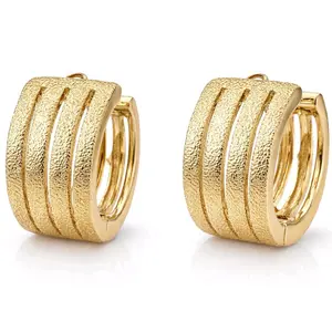 Gold-Tone Textured Hoop Earrings for Women - Stylish and Durable Design - Perfect for Everyday Wear