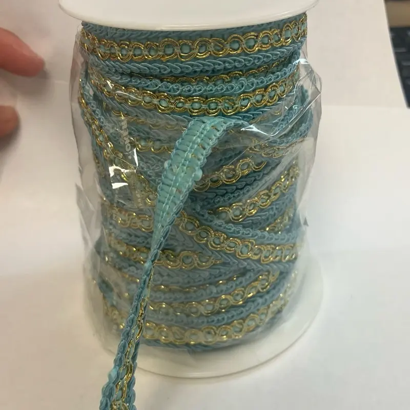 10 Yards Blue & Gold Metallic Ric Rac Trim – Scalloped Edge, Craft & Sewing Ribbon