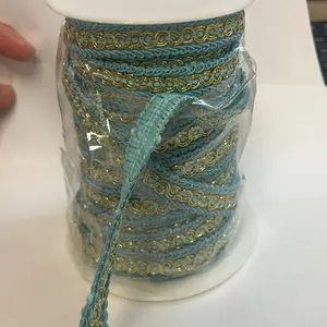 10 Yards Blue & Gold Metallic Ric Rac Trim – Scalloped Edge, Craft & Sewing Ribbon