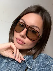 Classic Pilot Frame Women's Sunglasses, Lightweight Pure Color Frames, Soft Colored Lenses, Casual Style for Daily Outdoors