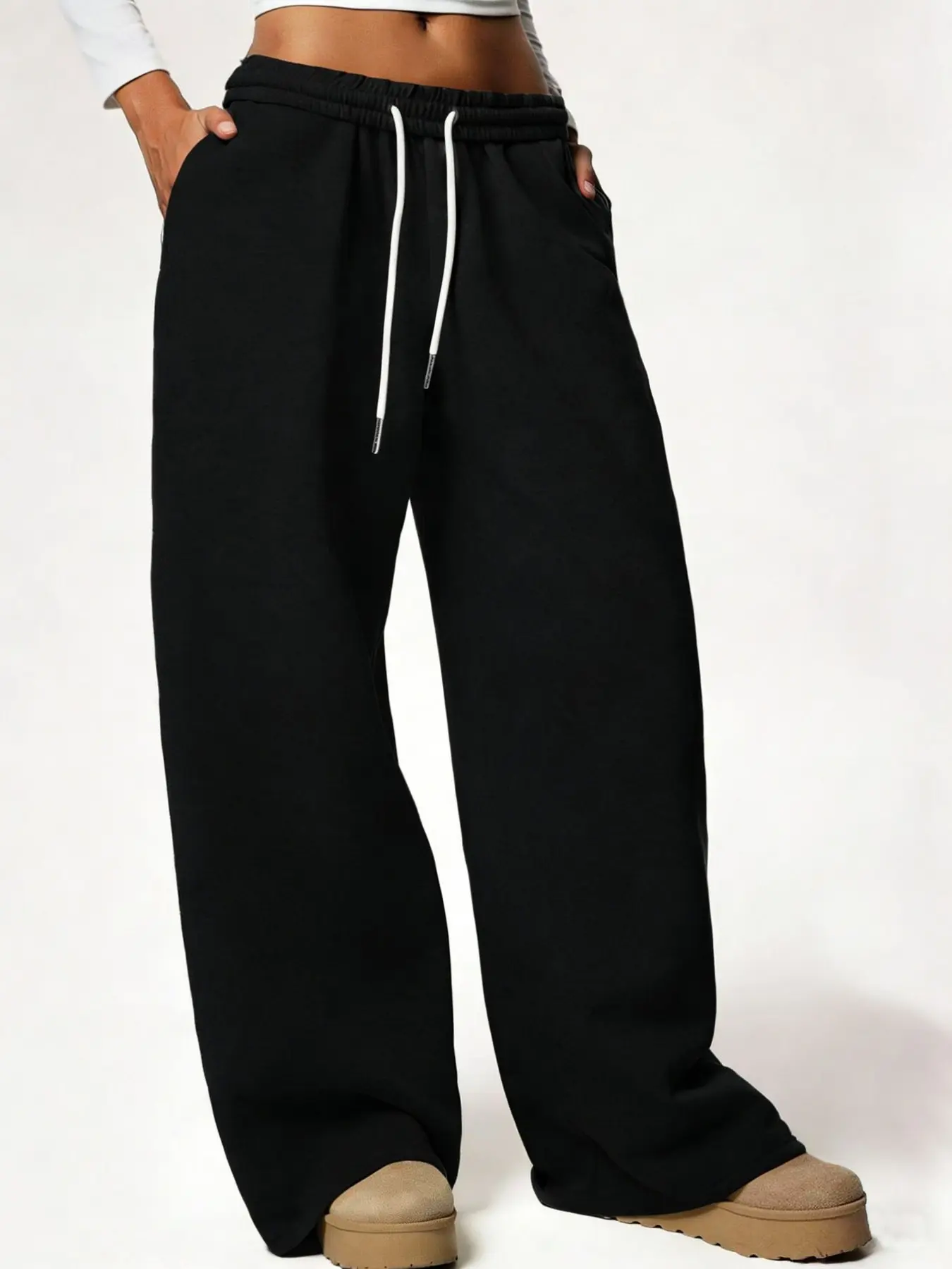 Women's Solid Color Loose Fit Soft Comfy Lightweight Sweatpants, Casual Comfy Sporty, Casual Sportswear Pants, Sports Minimalist Preppy Bottom For All Seasons
