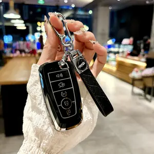 Ford Keychain Protective Case with Keyring, Car Key Accessory, Car Key Holder, Key Fob Protector, Key Fob Shell, Car Interior Accessories, Compatible with Ford Edge Escape Expedition Explorer Fusion Mustang Ranger F-150 F-250