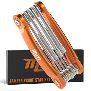 Mutt Tools Tamper Proof Star Wrench Set – Folding Security Torx Set with Hole in Middle – For Regular and Security Torx Key Screws, Tamper Resistant Star Key Wrench
