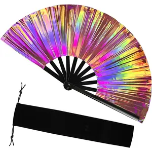 Folding Hand Fan Large Clapping Fans for Line Dancing Bulk, Foldable Craft Popping Sounds Chinese  Festival Club Performance Party Favor  for Dance Enthusiasts