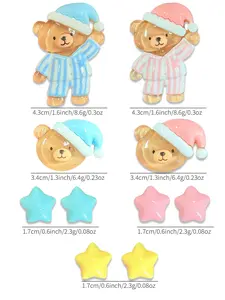 10 Pcs Soft Cute Bear Resin Shoe Buckles, Star DIY Shoe Accessories, Hole-In-Sole Decorative Footwear Attachments, Trendy & Fun Design