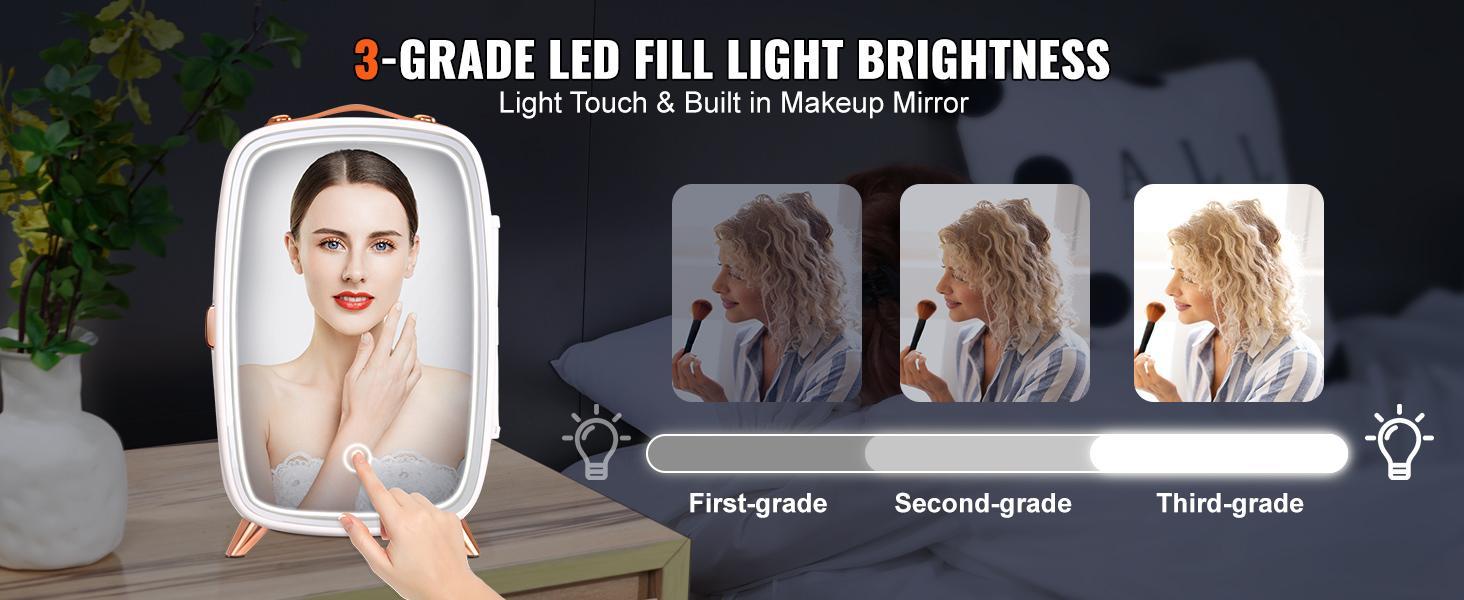 Vevor Mini Fridge for Bedroom, Luxury Skincare Fridges with Mirror and LED Light, AC/DC Cosmetic Fridge for Office Dorm Car, Small Makeup Refrigerator for Beauty Face Mask Beverage Chill Vevor Mini Fridge for Bedroom, Luxury Skincare Fridges with Mirror and LED Light, AC/DC Cosmetic Fridge for Office Dorm Car, Small Makeup Refrigerator for Beauty Face Mask Beverage Chill