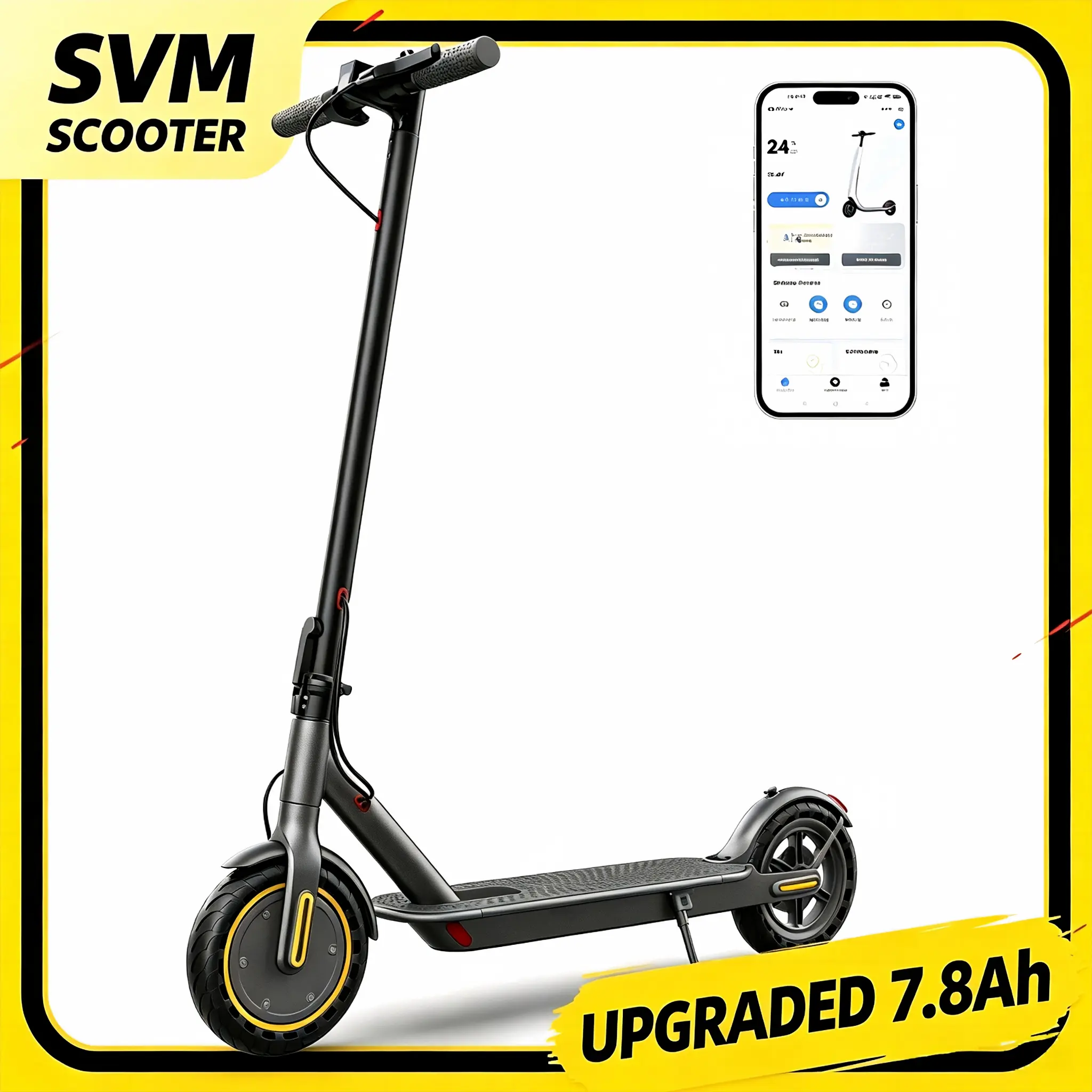 350W Foldable Electric Scooter for Adults, 7.8Ah Battery 20-35KM Range, 8.5 Inch Honeycomb Solid Tire, Dual Brake IP44 Waterproof Commuter E-Scooter for Daily Travel
