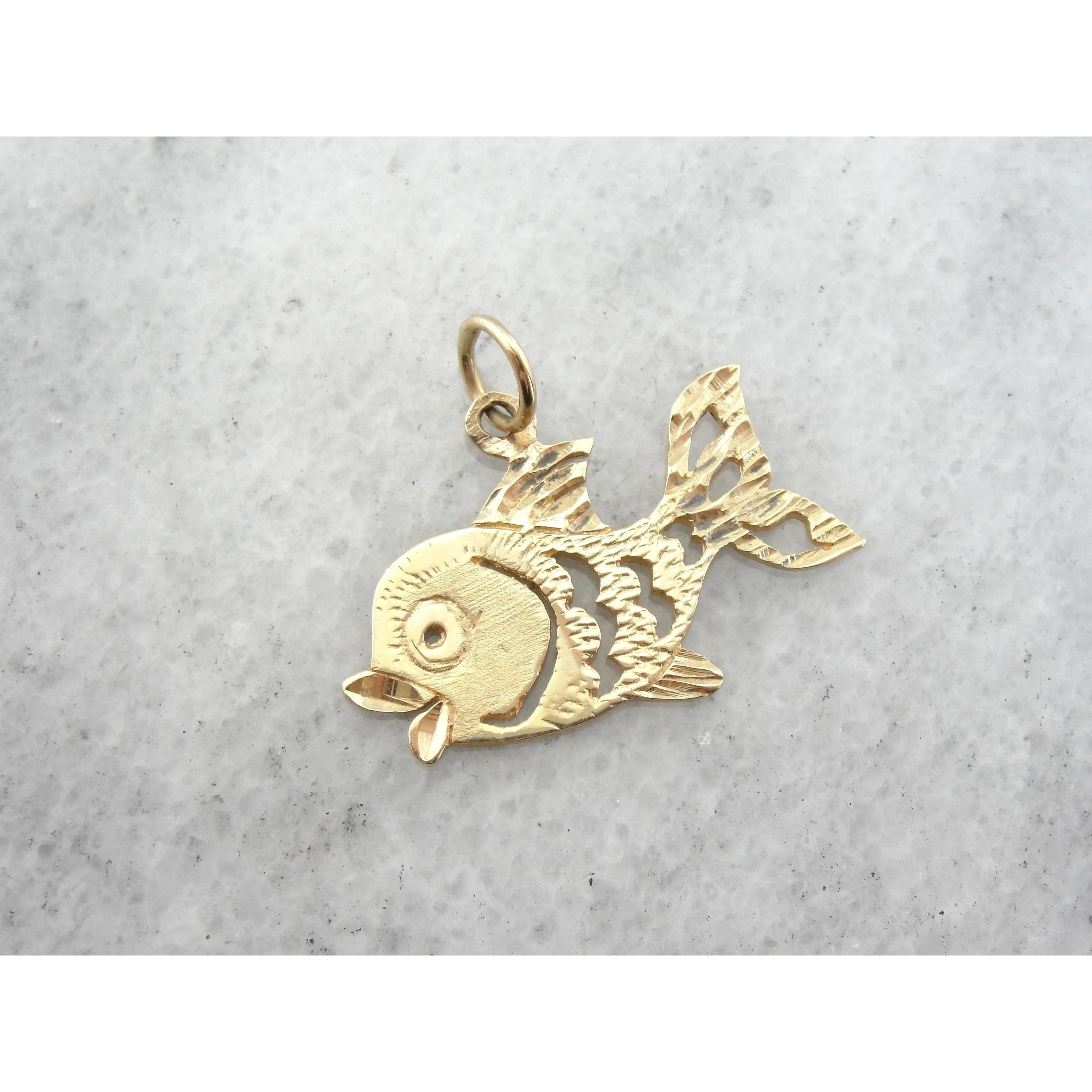 Vintage Clownfish Pendant with Hand Etched Details