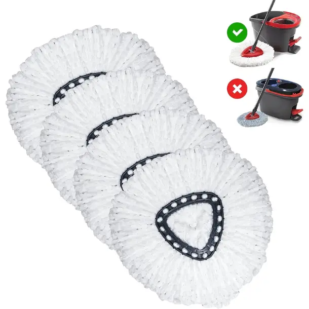 Spin Mop Replacement Heads – 4-Pack Spin Mop Refill Compatible with O-Cedar Easy Wring Spin Mop – Mop Refills for Easy Floor Cleaning