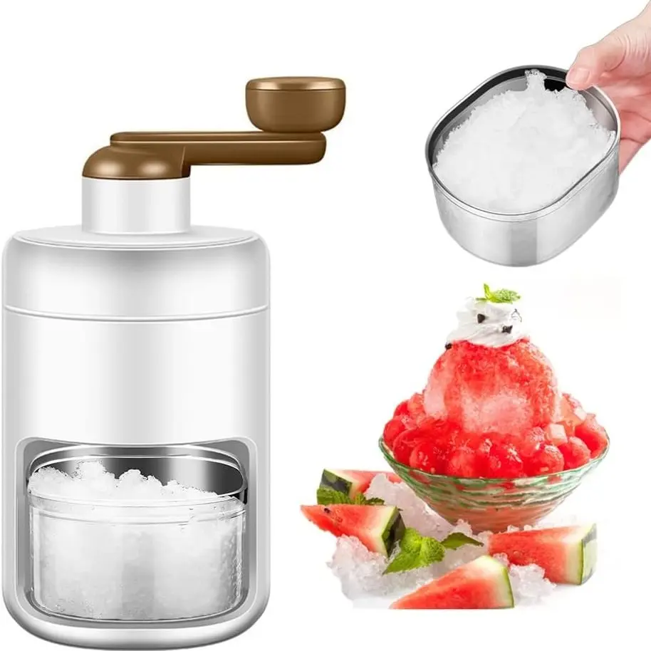 Portable Ice Shaver Machine Manual Ice Crusher Knife with Ice Bowl, Home Use Ice Cream Maker, Ice Block Tray Included, Ice Shaving Machine