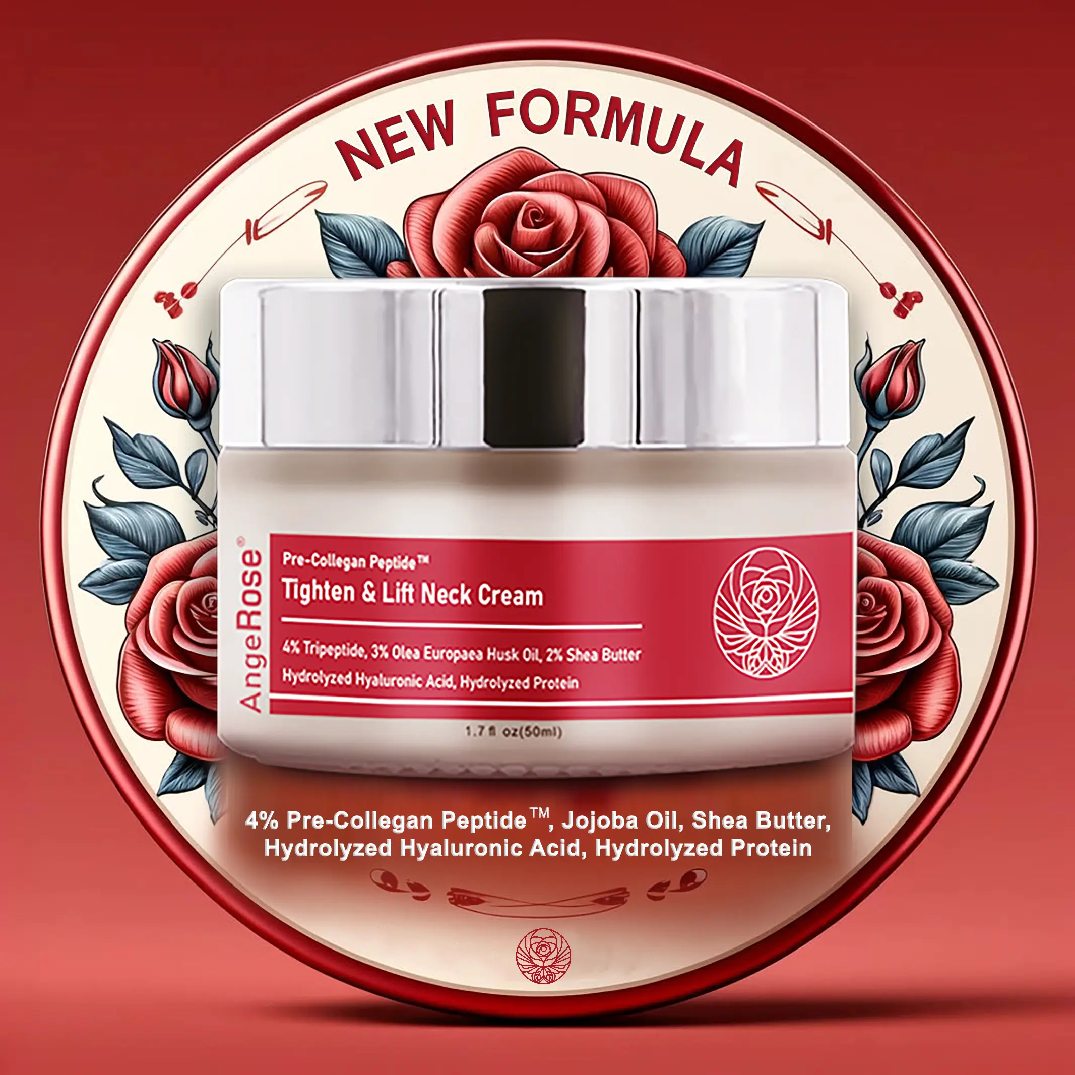 AngeRose Pre-Collagen Peptide Tighten & Lift Neck Cream, collagen production, hydration, elasticity, firmness