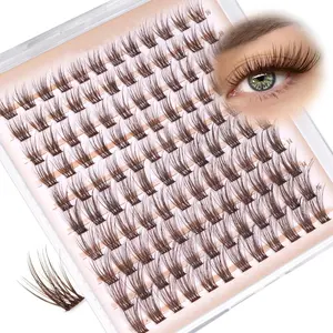 Dense Eyelash Extensions Kit, Cosmetic Eyelash Extension, Deep Lashes, 10-16mm, DIY at Home, Diy False Eyelashes, CC Curl, Natural Tips, 120 Brown Clusters Set
