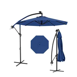 Garvee 10Ft Offset Cantilever Patio Umbrella with 360° Rotation, Easy Tilt & Crank Adjustment, UV-Resistant Waterproof Canopy, 8 Reinforced Windproof Ribs, Sturdy Steel Frame for Backyard, Poolside, Lawn & Garden