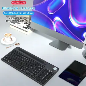 Battop Bluetooth-compatible Keyboard, Wireless Rechargeable, Five Language Support, Compatible with Laptop, Desktop, Android, iOS, Windows, Office & Home Use