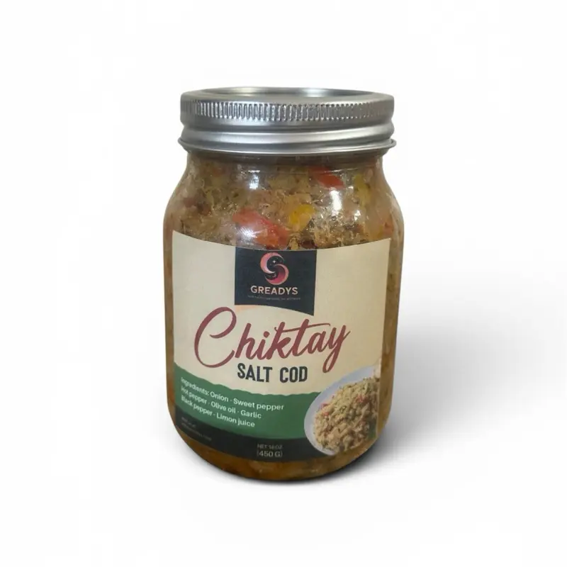 Gready's Chiktay Salt Cod - Onions, Sweet Pepper, Olive Oil, Garlic, Black Pepper, Lemon Juice