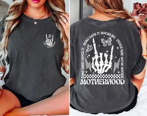 Motherhood Rock Skeleton Comfort Colors Shirt, Someday I Rock It Shirt, Trendy Mom Graphic Tee, Rocking Motherhood Shirt