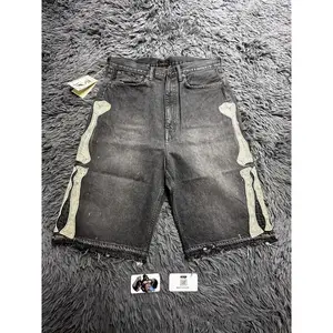 Summer retro skeleton denim shorts sports casual shorts new couple wearing street street 55 pants 2025 Europe and AmericaGift