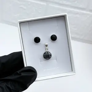 950 Silver Small Set of Black Tourmaline