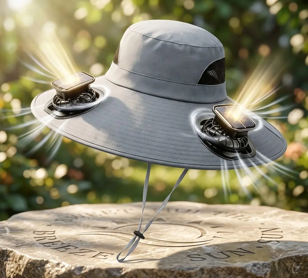 Dual Solar Fan Bucket Hat for Men & Women | Wide Brim UV Protection Sun Hat with Breathable Mesh & Adjustable Chin Strap | Waterproof Outdoor Fishing, Gardening & Hiking Cap