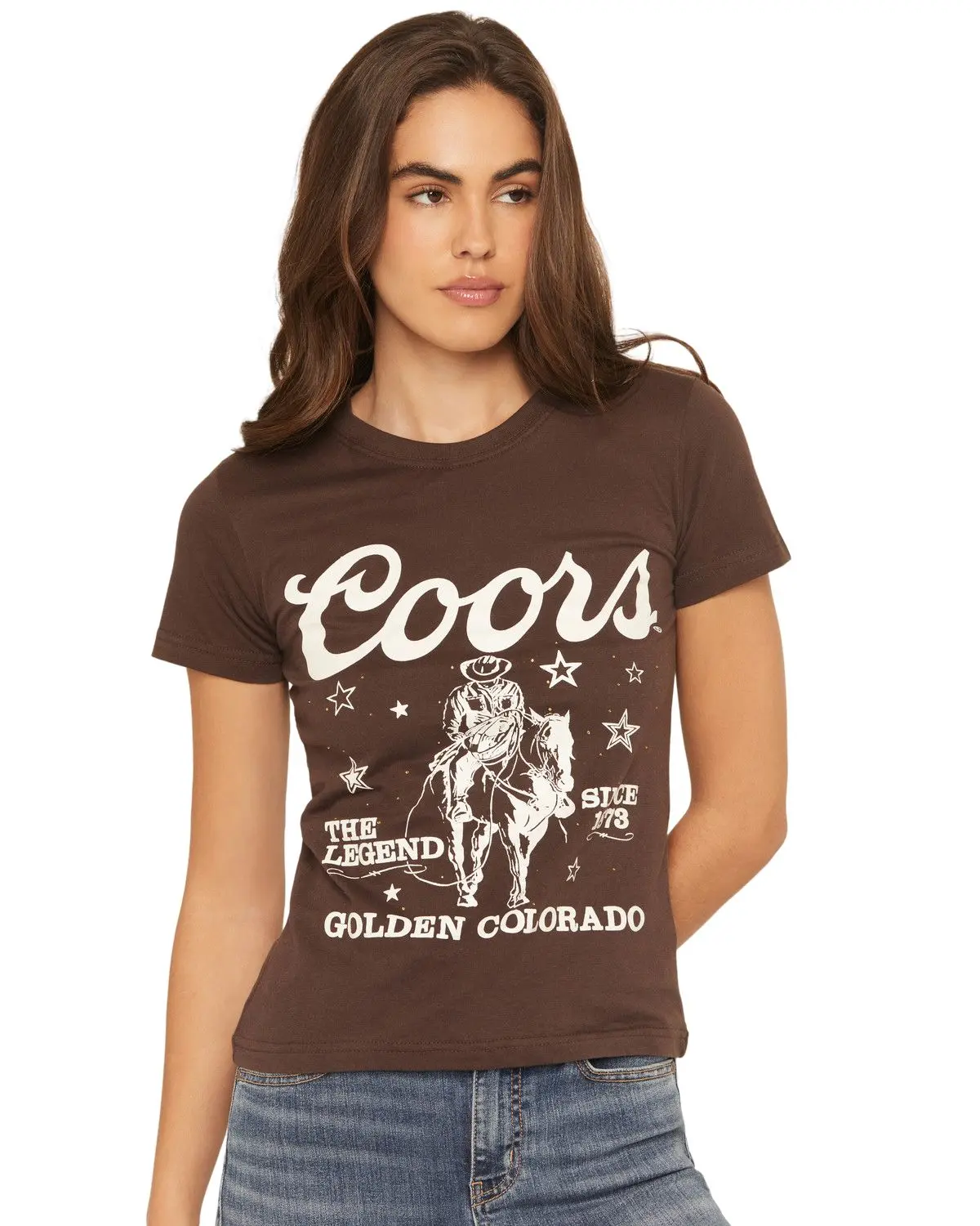 Coors Women's Women'S Rhinestone Stars Cowboy Short Sleeve Oversized - 47-469-349