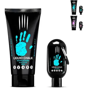 Colored Liquid Chalk, 2 Bottles Combo of 200 + 50 ML, Liquid  Chalk, Free Professional Hand Grip for Gym, Weightlifting, Rock Climbing, Crossfit, lifting, Pole Dance.