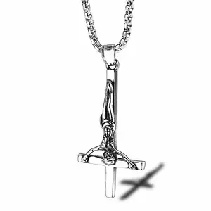 Vintage Inverted Cross Pendant Necklace - Edgy Gothic Street Style