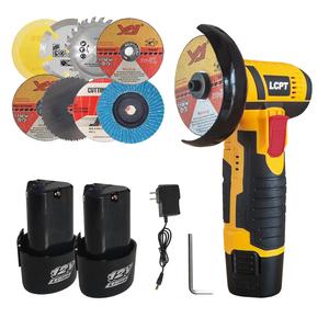 lcpt 12v mini lithium electric angle grinder, 19500rpm cordless electric tool, angle grinder suitable for polishing and cutting wood, ceramic and steel, hardware