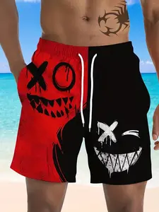 Men's Fashion Casual Shorts Geometric Pattern Slight Stretch for Comfort Suitable for Outdoor Activities 100% Polyester Knit Fabric - Menswear