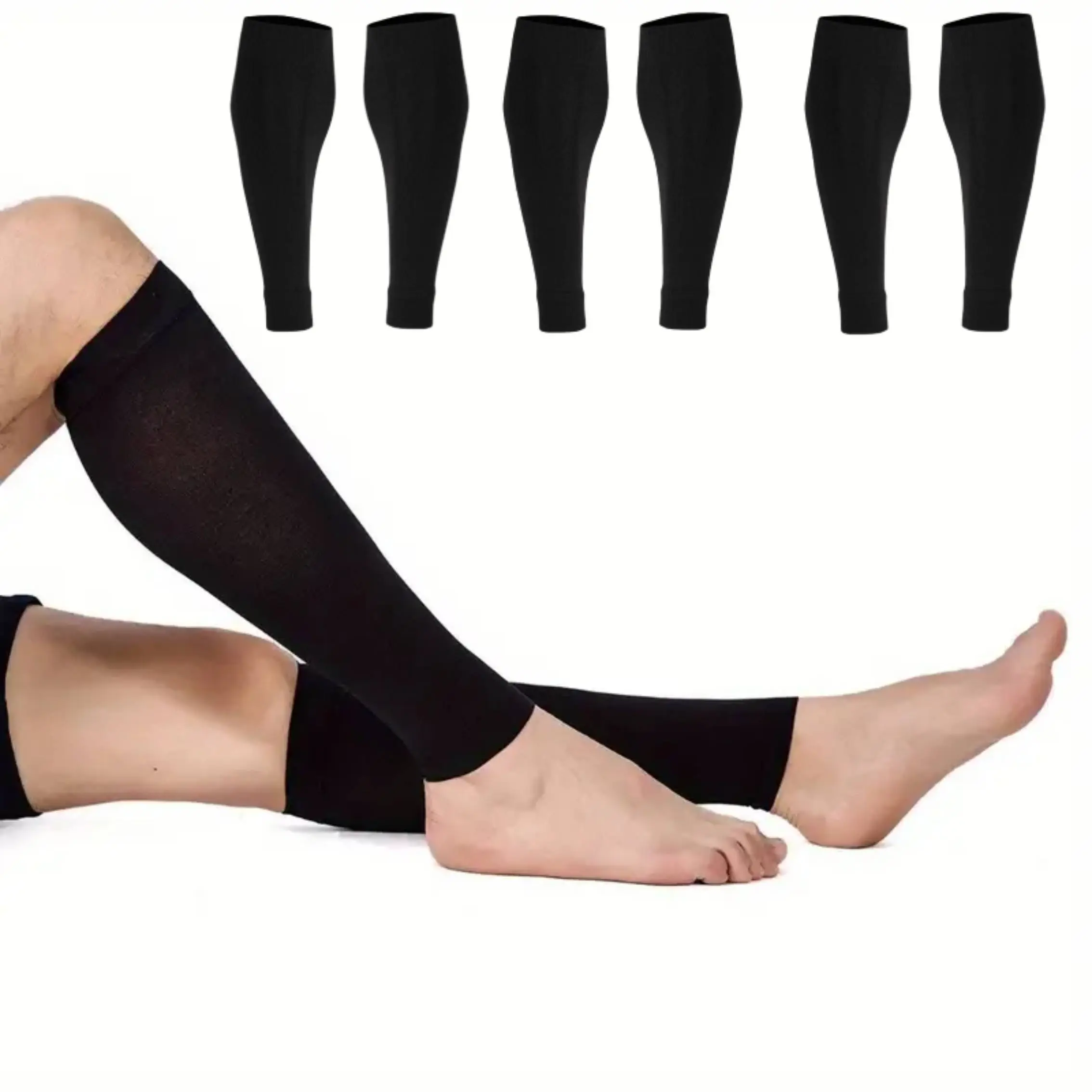 Women's Solid Cotton Compression Leg Sleeves, 3 Pairs - Supportive & Moisture-Wicking Fabric for Soccer, Softball, Hockey & Tennis, 14 in Shin Guard Sleeve for Leg Protection, All Levels, Gym, Elastic, Protection Of Legs