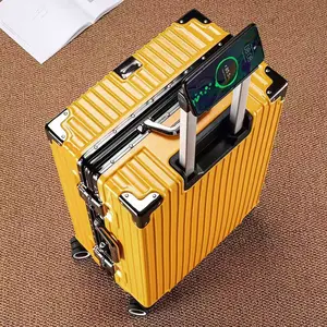 Aluminum frame luggage, 2-Pieces set,with a weight capacity of 200 pounds, a two-piece travel box set of 24+28 inches, comes with a dust cover, boarding pass, stickers, aluminum alloy pull rod, and rigid bearing universal silent wheels as a gift，suitcase