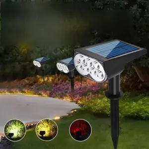 RGB Solar Lights Outdoor IP65 Waterproof 7 LED Landscape Spotlights for Patio Garden Yard Christmas Decoration Yard Lighting