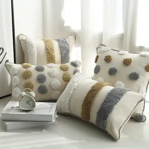 Ins-style tufted horizontal stripe pillowcase, ethnic-style cushion, European classical pillowcase, soft and without insert