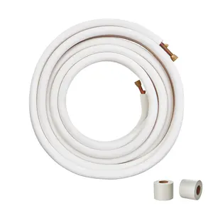 VEVOR 50FT Mini Split Line Set,  3/8" & 5/8" O.D Copper Pipes Tubing and Triple-Layer Insulation, for Mini Split Air Conditioning Refrigerant or Heating Pump Equipment & HVAC with Wrapping Strips.