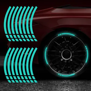16 pcs Reflective Car Wheel Stickers, Night Safety Warning Decals, High Visibility Tire Stickers, Waterproof Vinyl, Durable Self-Adhesive Automotive Accessories