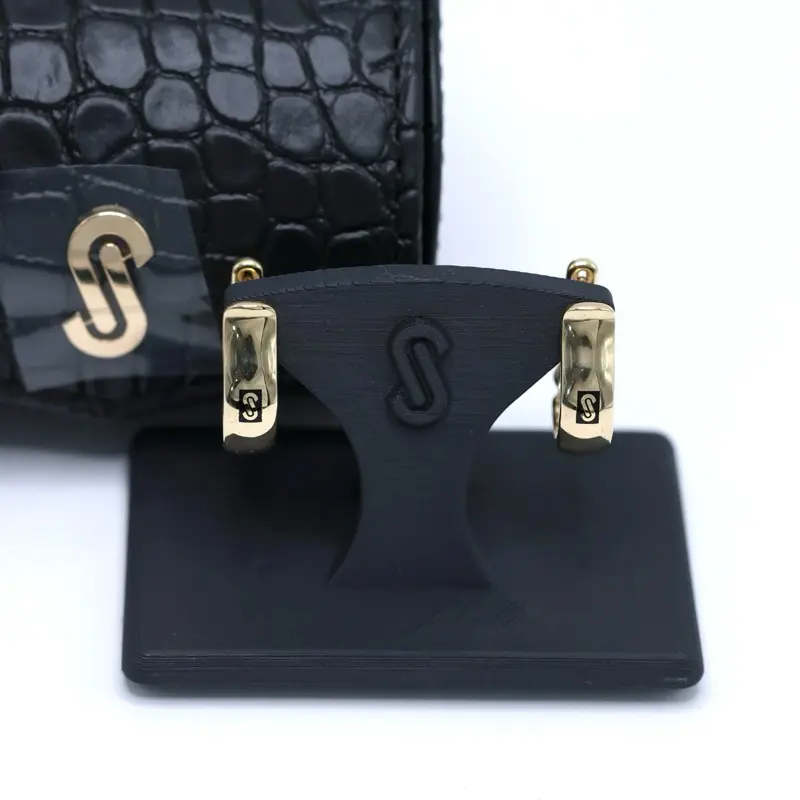 10KT Gold Monaco Chain Plain Hoops - Size 6.5