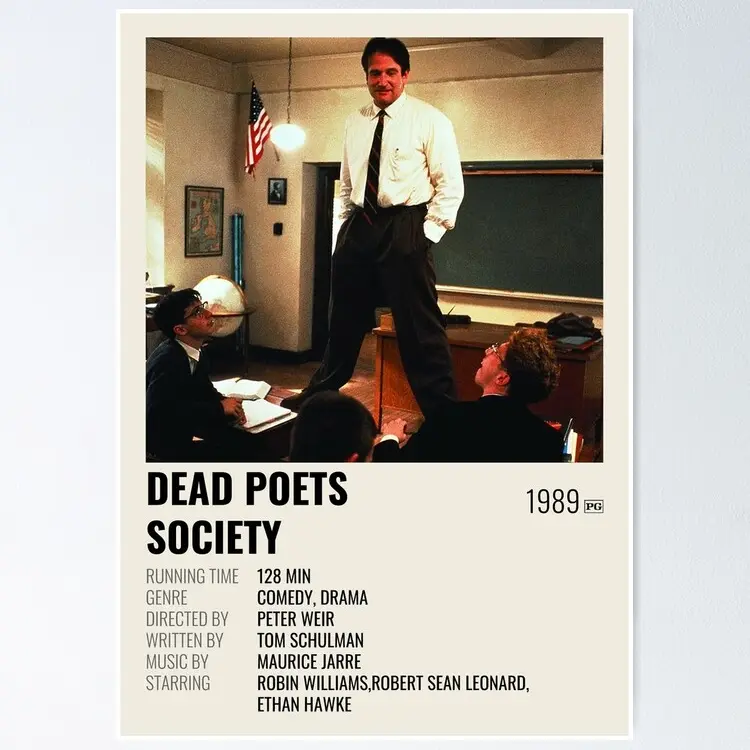 [SALE UP TO 50%] Dead Poets' Society (1989) Movie Poster UNFRAMED AESTHETIC CANVAS POSTER