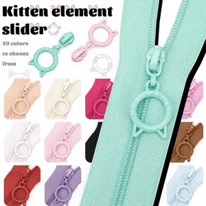 4.5 Meter Zipper + 10 Zipper Heads, Cute Cat Element Zippers, DIY Wallet Bag Making, Sewing Replacement, Handmade Craft Supplies