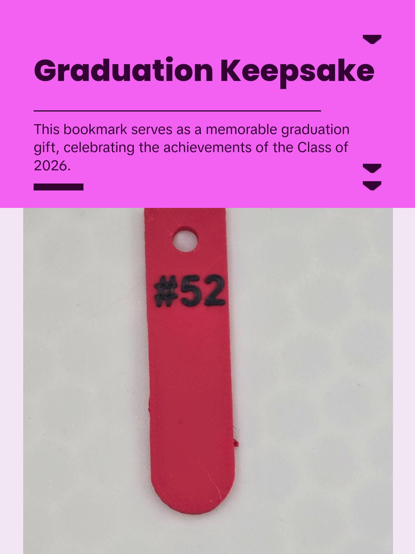 Class of 2026 Customizable Graduation Gift Bookmark - Personalized School Year Keepsake with Color Options for Seniors