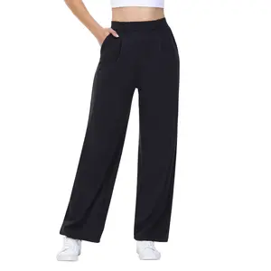 Comfy Dress Pants Women Work Business Casual Pull on Office Slacks Stretchy Lounge Workout Sweatpants Athletic Yoga Travel Track Petite Soft Bootcut Wide Straight Leg Trousers High Waisted with Pockets Trendy Clothes Fall Winter Bottoms