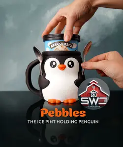Ice Cream Pint Holder with Spoon Slots | Pebbles the Penguin | Eco-Friendly 3D Print + Free Gift