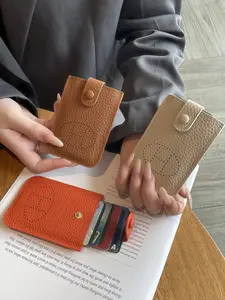 Women's Genuine Leather Card Holder Wallet, Ultra-Thin Minimalist Design, First Layer Cowhide Material, Elegant Credit Card Organizer