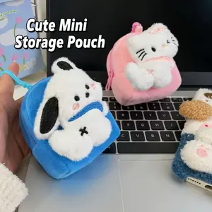 Cute Pacha Dog Mini Backpack, Coin Purse, Earphone Storage Bag, Couple's Keychain, Backpack Plush Pendant