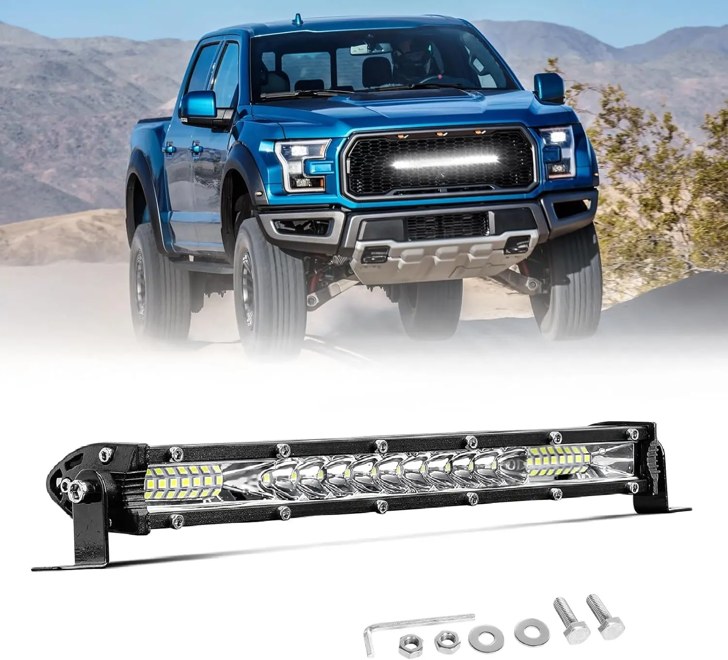 10 Inch Light Bar, Single Row LED Light Bar Spot Flood Combo Driving Lights Off Road Reverse Backup Lighting Waterproof Fog Lamps Slim LED Bars Bumper Lights for Truck Pickup ATV UTV Boat