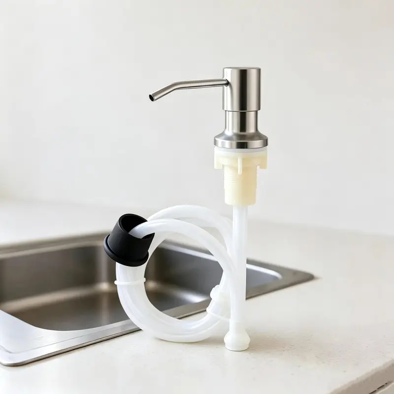500 ml Stainless Steel Soap Dispenser Bottle (Matte Black-Brushed Silver-Chrome) - No-Drill Silicone Adhesive Base Installation, Durable Modern Minimalist Press Pump, Plastic Sprayer, Included Soap Canister for Kitchens, Laundry Rooms