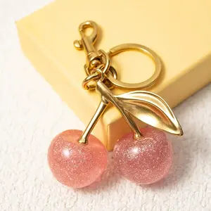 Cute Cherry Keychain, Adorable Bag Charm Pendant for Women, Stylish Key & Handbag Decor Accessories