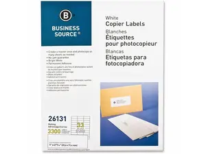 Business Source Mailing Labels 1"x2-3/4" 3300/PK White 26131